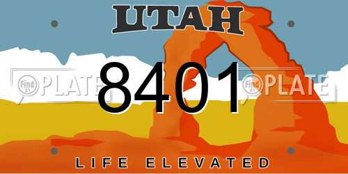 8401 Utah License Plate