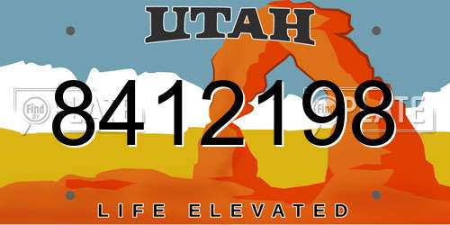 8412198 Utah License Plate