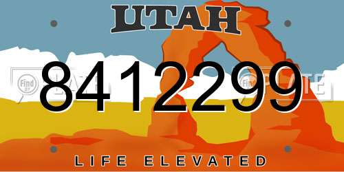 8412299 Utah License Plate