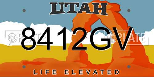 8412GV Utah License Plate