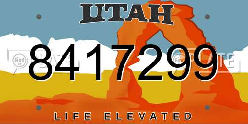 8417299 Utah License Plate
