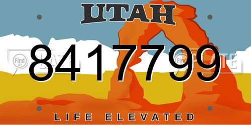 8417799 Utah License Plate