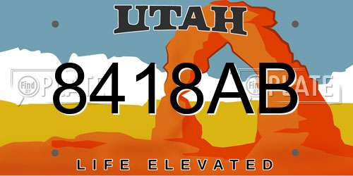 8418AB Utah License Plate