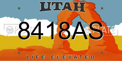 8418AS Utah License Plate