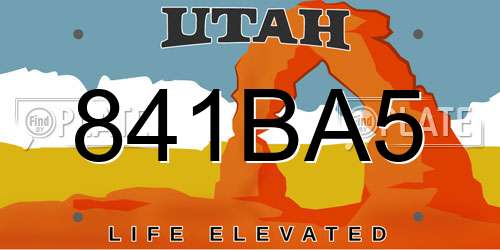 841BA5 Utah License Plate