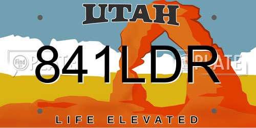 841LDR Utah License Plate