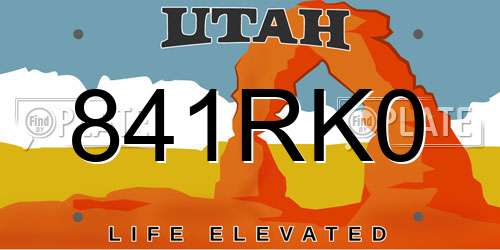 841RK0 Utah License Plate