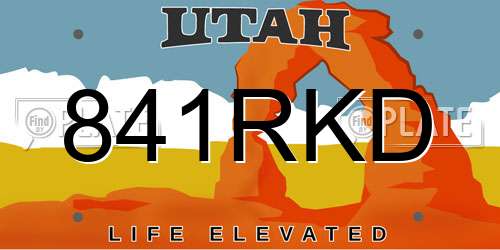 841RKD Utah License Plate
