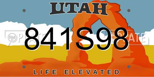 841S98 Utah License Plate