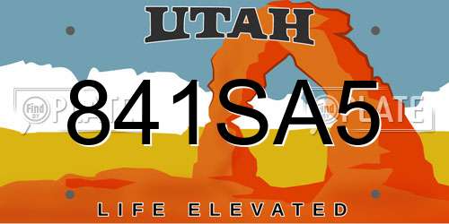841SA5 Utah License Plate