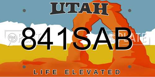 841SAB Utah License Plate
