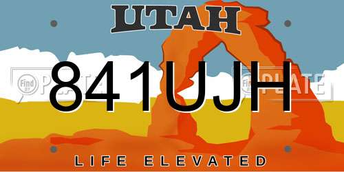 841UJH Utah License Plate
