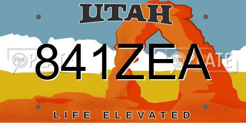 841ZEA Utah License Plate