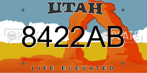 8422AB Utah License Plate
