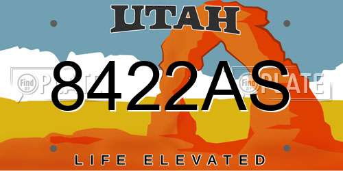8422AS Utah License Plate