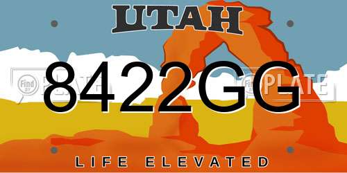 8422GG Utah License Plate