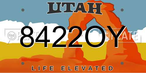 8422OY Utah License Plate