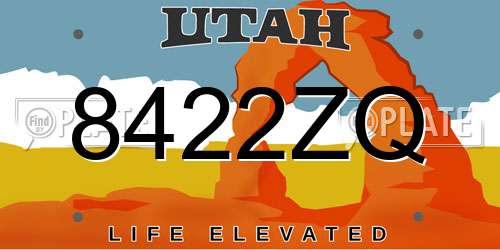 8422ZQ Utah License Plate