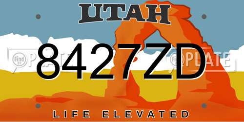 8427ZD Utah License Plate