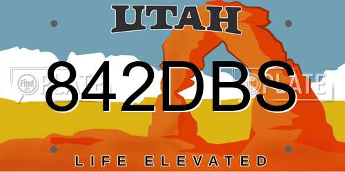 842DBS Utah License Plate