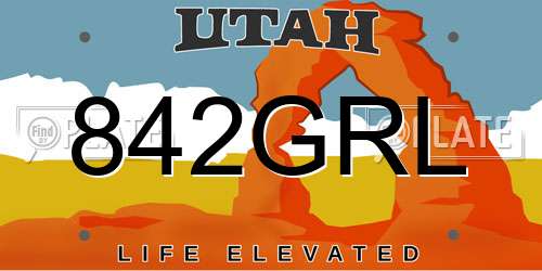 842GRL Utah License Plate