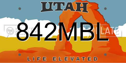 842MBL Utah License Plate