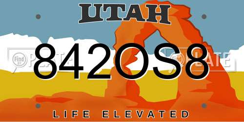 842OS8 Utah License Plate