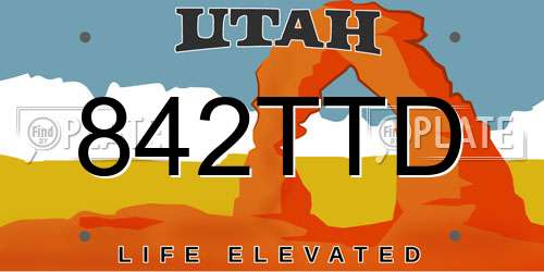 842TTD Utah License Plate