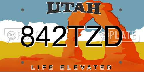 842TZD Utah License Plate