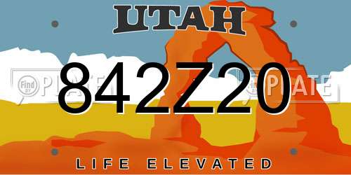 842Z20 Utah License Plate