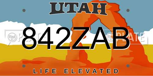 842ZAB Utah License Plate