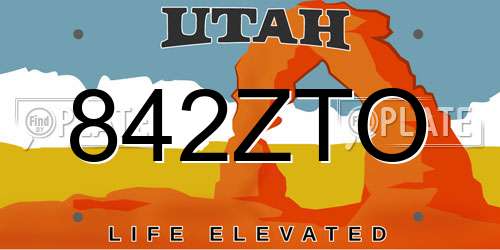 842ZTO Utah License Plate