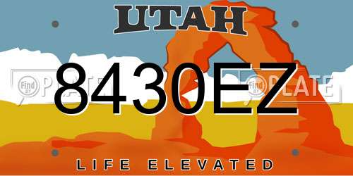 8430EZ Utah License Plate