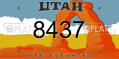 8437 Utah License Plate