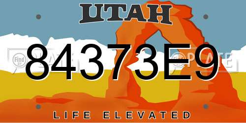84373E9 Utah License Plate