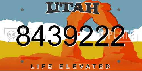 8439222 Utah License Plate