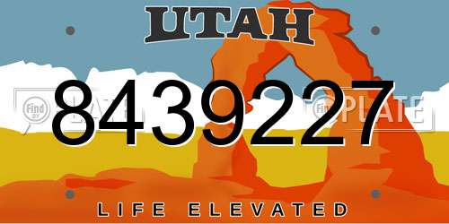 8439227 Utah License Plate
