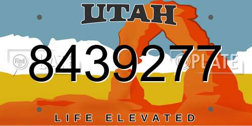 8439277 Utah License Plate