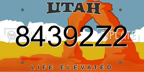 84392Z2 Utah License Plate