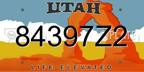 84397Z2 Utah License Plate