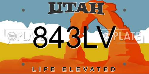 843LV Utah License Plate
