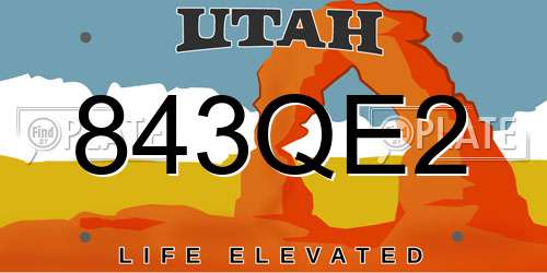 843QE2 Utah License Plate