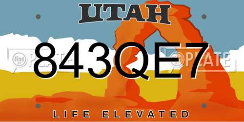 843QE7 Utah License Plate