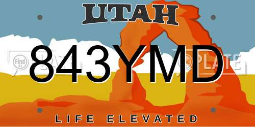 843YMD Utah License Plate