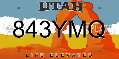 843YMQ Utah License Plate