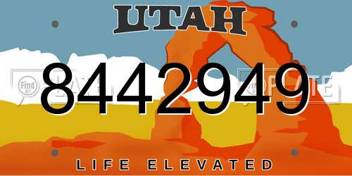 8442949 Utah License Plate