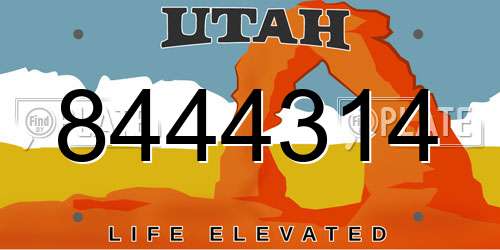 8444314 Utah License Plate
