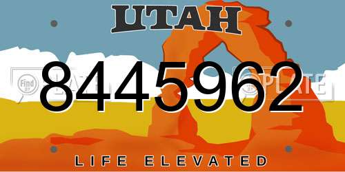 8445962 Utah License Plate