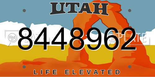 8448962 Utah License Plate