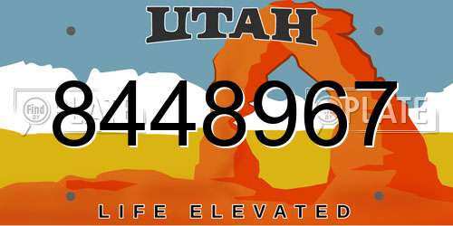 8448967 Utah License Plate